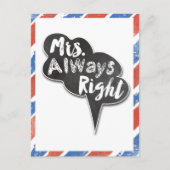 Rood wit en blauw Mrs. Altijd rechts Briefkaart (Voorkant)