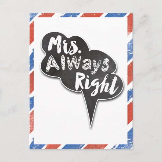 Rood wit en blauw Mrs. Altijd rechts Briefkaart (Voorkant)