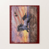 Rood wit en blauw Mustang paard Legpuzzel (Verticaal)