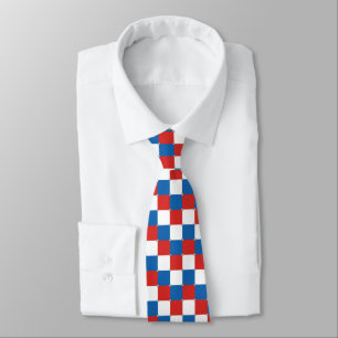 Rood wit en blauw, naadloos ingecheckt patroon stropdas