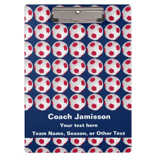 Rood, Wit, en Blauw, Naam, Bedankt Coach Voetbal Klembord (Voorkant)