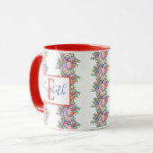 Rood Wit En Blauw Naam Monogram 4 Juli Mok (Voorkant links)