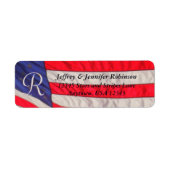 Rood Wit en Blauw Naam Terugkeeradres Monogram Etiket (Voorkant)