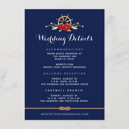 Rood-wit en blauw Nautical Anemone Weddenschap - G Informatiekaartje (Voorkant)