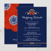 Rood-wit en blauw Nautical Anemone Weddenschap - G Informatiekaartje (Voorkant / Achterkant)