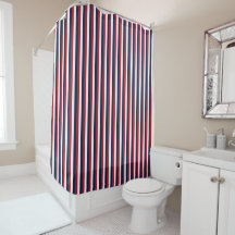 Rood, wit en blauw Nautical Stripe Shower Curtain