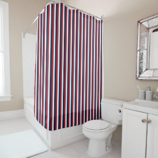 Rood, wit en blauw Nautical Stripe Shower Curtain Douchegordijn