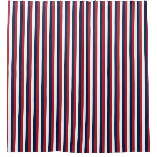 Rood, wit en blauw Nautical Stripe Shower Curtain Douchegordijn (Voorkant)