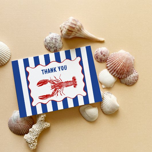 Rood, Wit en Blauw Nautilus Kreeft Bedankkaart