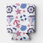 Rood wit en blauw nautisch monogram blikjeskoeler (Achterkant)