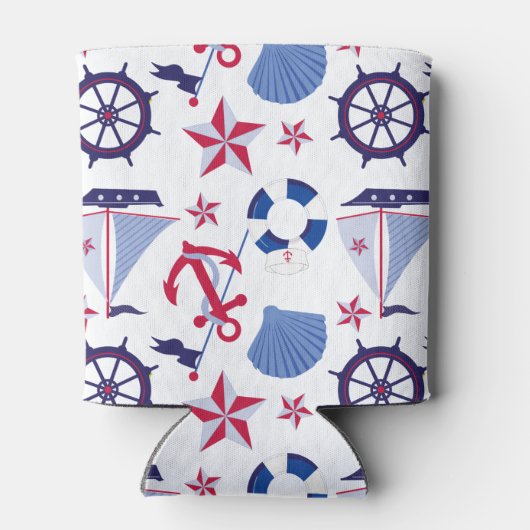 Rood wit en blauw nautisch monogram blikjeskoeler (Achterkant)