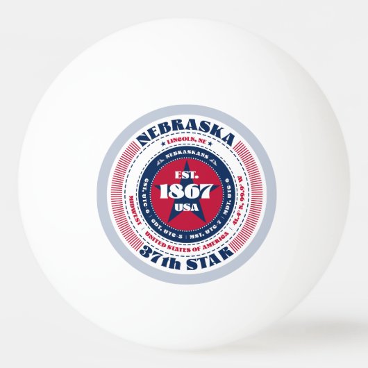 Rood, wit en blauw Nebraska Circle Pingpongbal (Achterkant)