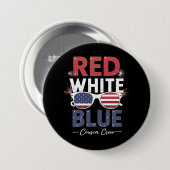 Rood Wit En Blauw Neef Crew 4 Juli Ronde Button 7,6 Cm (Voorkant /achterkant)