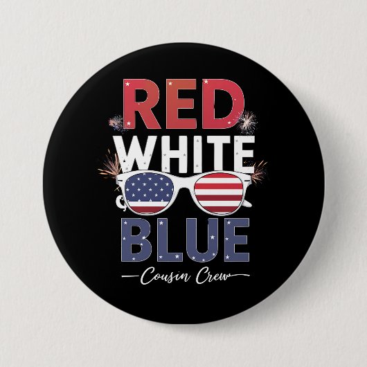 Rood Wit En Blauw Neef Crew 4 Juli Ronde Button 7,6 Cm (Voorkant)