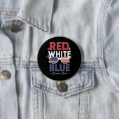 Rood Wit En Blauw Neef Crew 4 Juli Ronde Button 7,6 Cm (In situ)