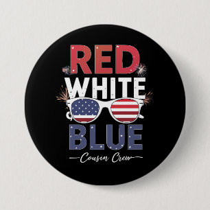 Rood Wit En Blauw Neef Crew 4 Juli Ronde Button 7,6 Cm