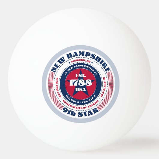 Rood, wit en blauw New Hampshire Circle Pingpongbal (Voorkant)