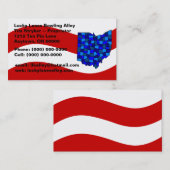 Rood wit en blauw OH Ohio Map State Visitekaartje (Voorkant / Achterkant)