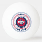 Rood, wit en blauw Ohio Circle Pingpongbal (Achterkant)