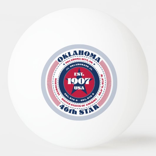 Rood, wit en blauw Oklahoma Circle Pingpongbal (Voorkant)