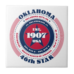 Rood, wit en blauw Oklahoma Keramische Tegel Tegeltje