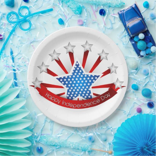 Rood wit en blauw Onafhankelijkheidsdag Papieren Bordje (Feest)