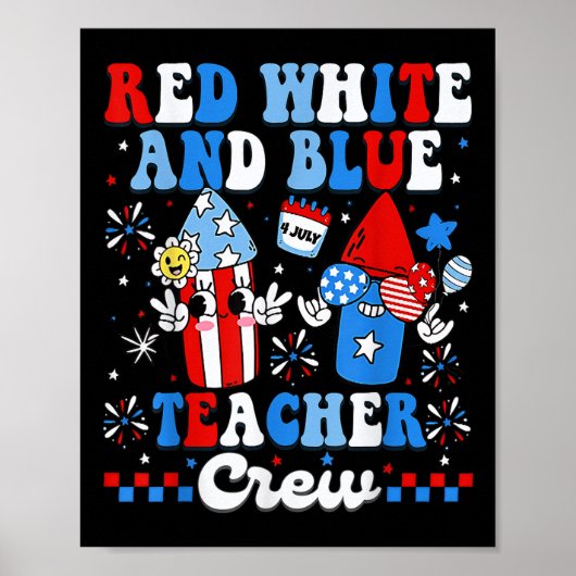 Rood Wit En Blauw Onderwijs Bemanning Amerikaanse Poster (Voorkant)