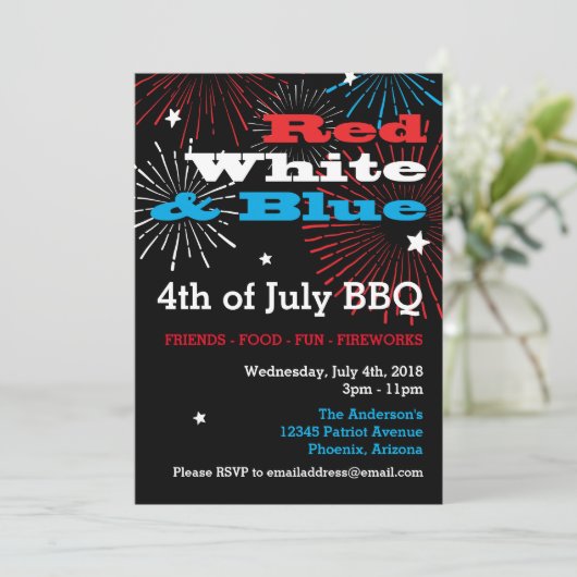 Rood wit en blauw op 4 juli kaart (Staand voorkant)