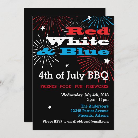 Rood wit en blauw op 4 juli kaart (Voorkant / Achterkant)