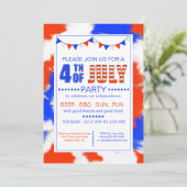 Rood, wit en blauw op 4 juli kaart (Staand voorkant)