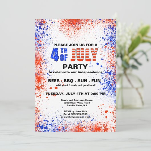 Rood, wit en blauw op 4 juli kaart (Staand voorkant)
