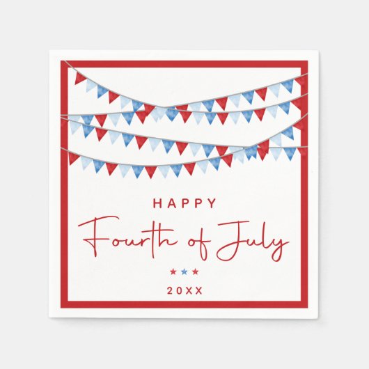 Rood, wit en blauw op 4 juli servet (Voorkant)