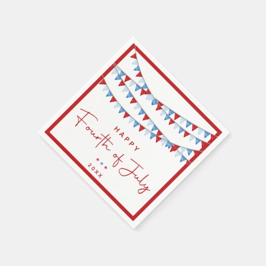 Rood, wit en blauw op 4 juli servet (Hoek)