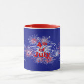 Rood, wit en blauw op 4 juli vuurwerk mok (Midden)