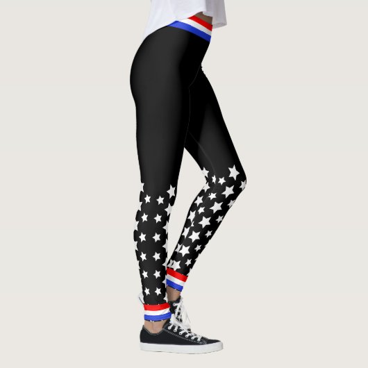 Rood Wit en Blauw op Zwart Leggings (Rechts)