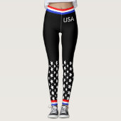 Rood Wit en Blauw op Zwart Leggings (Voorkant)