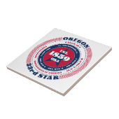Rood, wit en blauw Oregon Keramische Tegel Tegeltje (Zijkant)