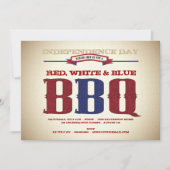 Rood, wit en blauw Oude Tijd Juli 4e Uitnodiging v (Voorkant)