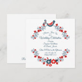 Rood wit en blauw Paisley Tortelduifjes Weddenscha Kaart (Voorkant / Achterkant)