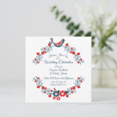 Rood wit en blauw Paisley Tortelduifjes Weddenscha Kaart (Staand voorkant)