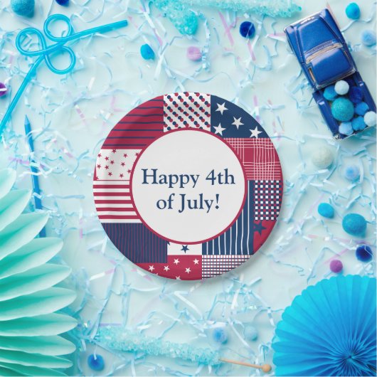 Rood, wit en blauw papieren bordje (Feest)