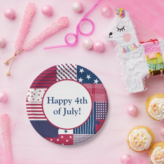 Rood, wit en blauw papieren bordje (Feest)