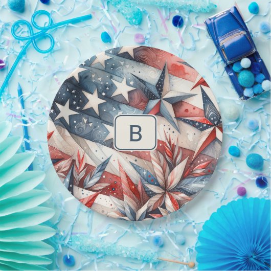 Rood wit en blauw papieren bordje (Feest)