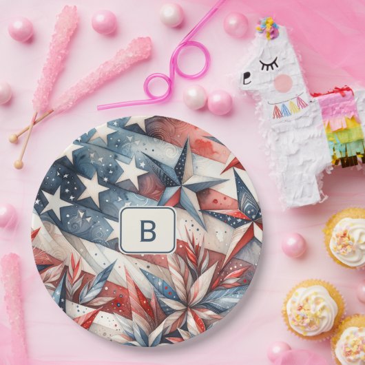 Rood wit en blauw papieren bordje (Feest)