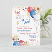 Rood wit en blauw patriottisch 2e verjaardag kaart (Staand voorkant)