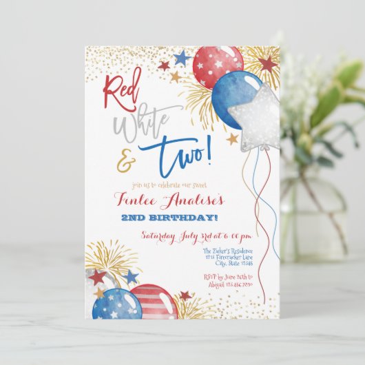 Rood wit en blauw patriottisch 2e verjaardag kaart (Staand voorkant)