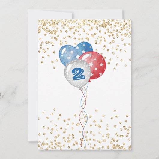Rood wit en blauw patriottisch 2e verjaardag kaart (Achterkant)