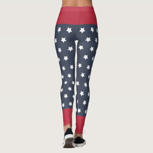 Rood, Wit en Blauw Patriottisch 4 juli Leggings (Achterkant)