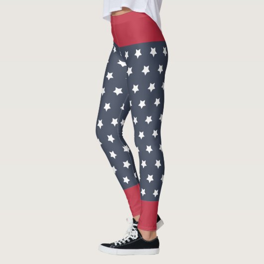 Rood, Wit en Blauw Patriottisch 4 juli Leggings (Links)