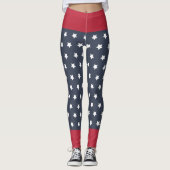 Rood, Wit en Blauw Patriottisch 4 juli Leggings (Voorkant)
